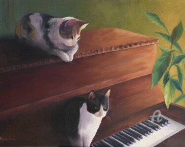 Painting titled "Ivy y Gusi" by Myriam Lucas, Original Artwork, Oil