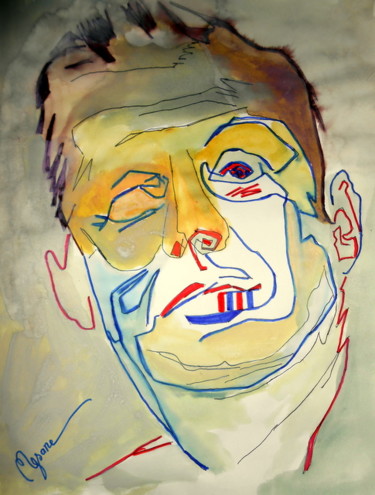 Dessin intitulée "John Kennedy" par Mysane, Œuvre d'art originale, Encre