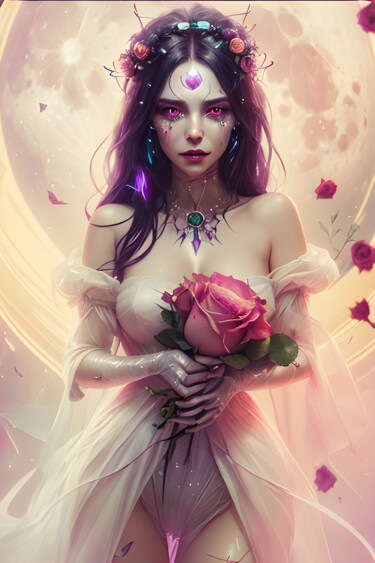 Digitale Kunst getiteld "Fantasy Goddess Por…" door Mystic Muse, Origineel Kunstwerk, AI gegenereerde afbeelding