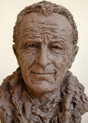 Sculpture intitulée "Paul-Emile VICTOR" par Nacera Kaïnou, Œuvre d'art originale, Terre cuite