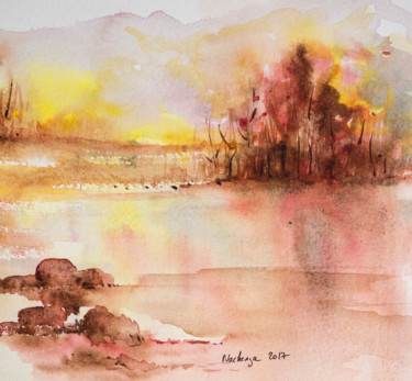 Peinture intitulée "Automne" par Nachenza, Œuvre d'art originale, Aquarelle