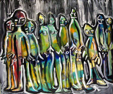 Pintura titulada "Multitud I" por Nacho Martínez, Obra de arte original, Acrílico