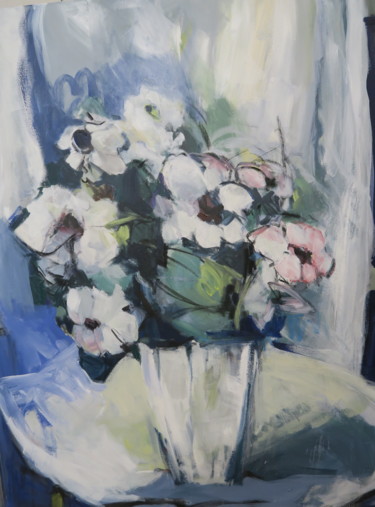 Painting titled "Le bouquet d'annive…" by Nadine Nacinovic, Original Artwork, Acrylic