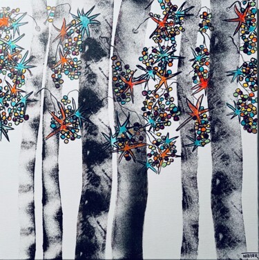 Картина под названием "Arborescence Pop art" - Natar, Подлинное произведение искусства, Акрил Установлен на Деревянная рама…