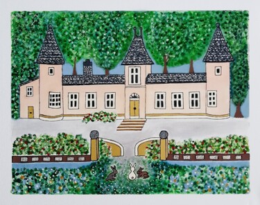 Painting titled "Château Lescombes r…" by Nadège Dubreuil, Original Artwork, Acrylic