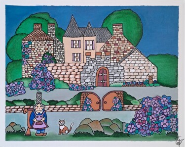 Schilderij getiteld "Manoir de Kersaliou" door Nadège Dubreuil, Origineel Kunstwerk, Acryl