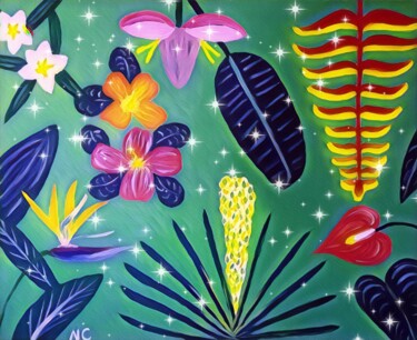 Цифровое искусство под названием "Fleurs tropicales" - Nadège Chamand, Подлинное произведение искусства, 2D Цифровая Работа