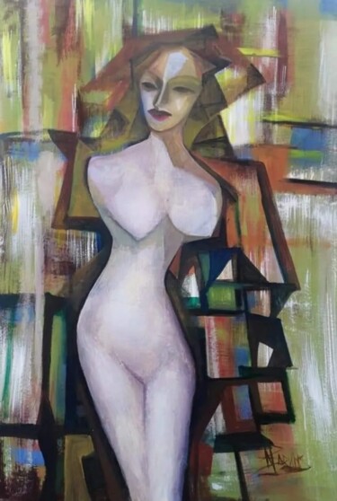 Malarstwo zatytułowany „White nude.” autorstwa Nadezda Baruns, Oryginalna praca, Akryl