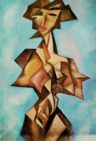 Ζωγραφική με τίτλο "A CUBIC STYLE. Nude." από Nadezda Baruns, Αυθεντικά έργα τέχνης, Λάδι