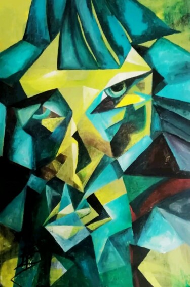 Painting titled "Existential Portrai…" by Nadezda Baruns, Original Artwork, Acrylic