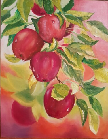 Pintura titulada "" Red apples"" por Nadezhda Brinke, Obra de arte original, Oleo