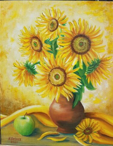 Картина под названием ""Солнечный цветок"" - Nadezhda Brinke, Подлинное произведение искусства, Масло