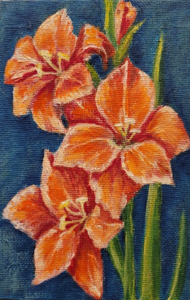 Картина под названием "Gladiolus" - Nadezhda Brinke, Подлинное произведение искусства, Масло