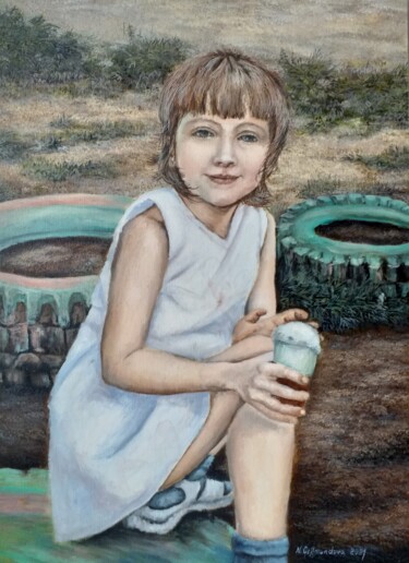 Картина под названием "Veronika, oil paint…" - Nadezhda Gellmundova, Подлинное произведение искусства, Масло Установлен на Д…