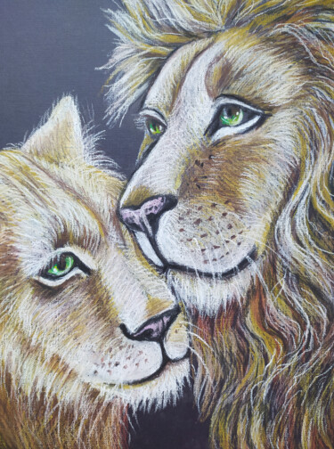 ""The lion and the l…" başlıklı Resim Nadezhda Kokorina tarafından, Orijinal sanat, Pastel