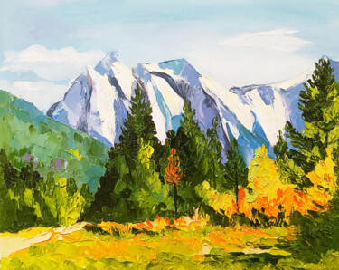 Pittura intitolato "Autumn Mount Rainie…" da Nadezhda Kokorina, Opera d'arte originale, Olio