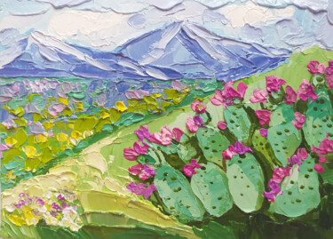 Pintura titulada "" Blooming Cactus"…" por Nadezhda Kokorina, Obra de arte original, Oleo