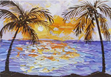 Pintura titulada ""Sunset in Miami" L…" por Nadezhda Kokorina, Obra de arte original, Oleo