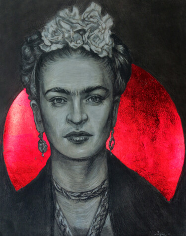 Ζωγραφική με τίτλο "Frida Kahlo de Rive…" από Nadezhda Zueva, Αυθεντικά έργα τέχνης, Κάρβουνο
