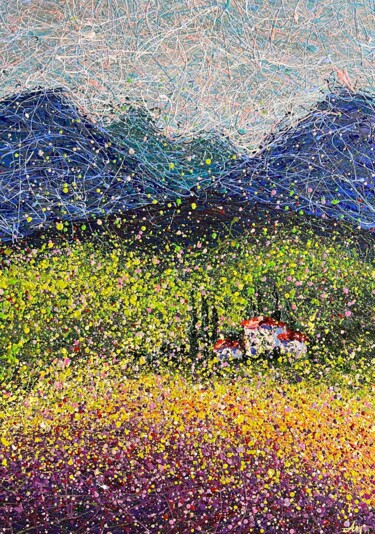 Pintura intitulada "Happy Summer days" por Nadiia Antoniuk, Obras de arte originais, Acrílico Montado em Armação em madeira