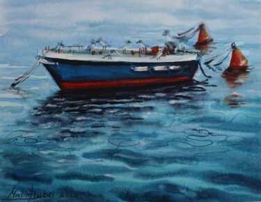 Pintura intitulada "Boat" por Nadiia Dubei, Obras de arte originais, Aquarela