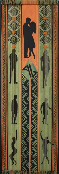 Sztuka tkaniny zatytułowany „Way” autorstwa Nadiia Dubei, Oryginalna praca, Gobelin Zamontowany na Drewniana rama noszy