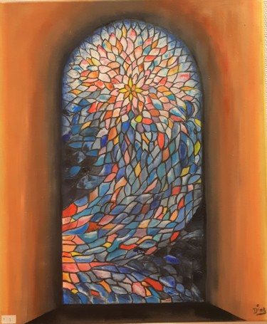 Schilderij getiteld "Aveyron : Chapelle…" door Nadine Bichon, Origineel Kunstwerk, Olie