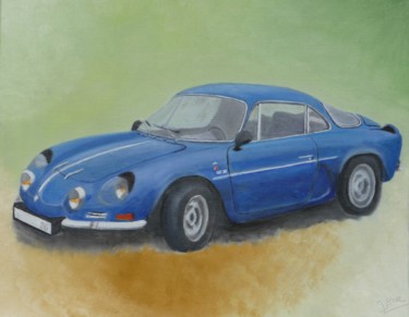 Painting titled "berlinette-renault-…" by Nadine Bichon, Original Artwork, Oil