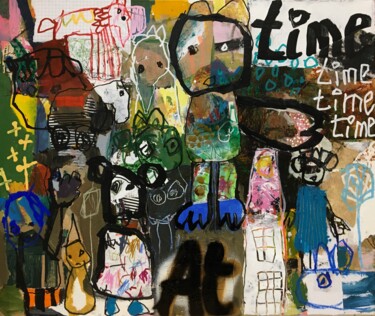 Pintura titulada "À l’heure" por Nadine Bourgne, Obra de arte original, Acrílico Montado en Bastidor de camilla de madera