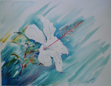 Peinture intitulée "Ibiscus" par Nadine Genesse, Œuvre d'art originale, Aquarelle