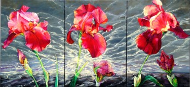 Malarstwo zatytułowany „tempête 2” autorstwa Nadine Lenzotti, Oryginalna praca, Akryl Zamontowany na Drewniana rama noszy