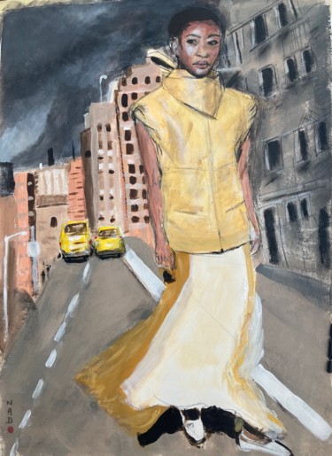 Schilderij getiteld "TAXI GIRL" door Nadine Roth, Origineel Kunstwerk, Acryl