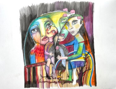 图画 标题为“nocturne-party” 由Nadine Vergues, 原创艺术品, 铅笔
