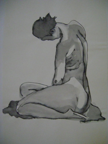Zeichnungen mit dem Titel "Nu4" von Nadine Trescartes (fildefériste), Original-Kunstwerk, Gel Stift