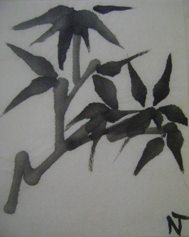 Σχέδιο με τίτλο "Bambou4" από Nadine Trescartes (fildefériste), Αυθεντικά έργα τέχνης, Μελάνι