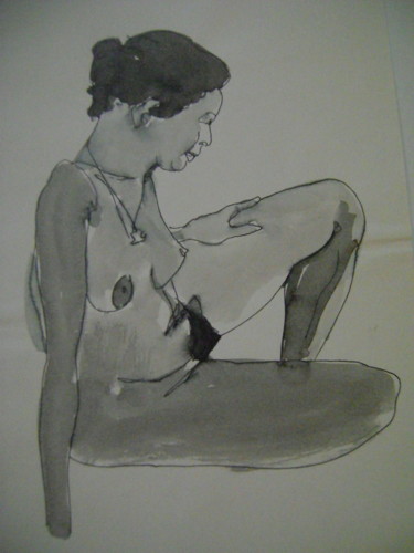 Desenho intitulada "Nu9" por Nadine Trescartes (fildefériste), Obras de arte originais, Caneta de gel