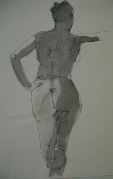 Zeichnungen mit dem Titel "Nu10" von Nadine Trescartes (fildefériste), Original-Kunstwerk, Gel Stift