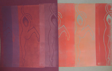 Estampas & grabados titulada ""Ribambelles" Série…" por Nadine Trescartes (fildefériste), Obra de arte original, Linograbados