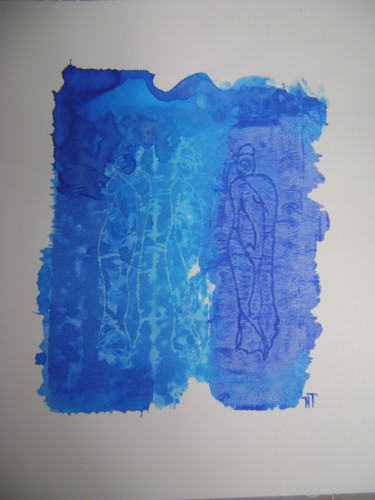 Impressões e gravuras intitulada ""Mayas Bleues" 3" por Nadine Trescartes (fildefériste), Obras de arte originais, Gravação…