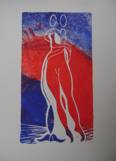 Printmaking titled ""Coeur de Pendule"…" by Nadine Trescartes (fildefériste), Original Artwork, Linocuts
