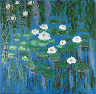 제목이 "Water Lilies, Claud…"인 미술작품 Nadia Voro로, 원작, 기름 나무 들것 프레임에 장착됨