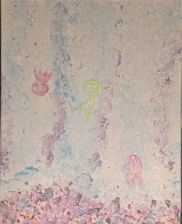 Pittura intitolato "De 3 méduses il n'e…" da Nadia Espi, Opera d'arte originale, pigmenti