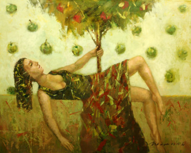 Malerei mit dem Titel "Green apples" von Shamil Nadrov, Original-Kunstwerk, Öl