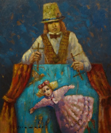 Painting titled "Puppeteer" by Shamil Nadrov, Original Artwork, Oil