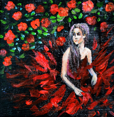 Ζωγραφική με τίτλο "Dancer Girl in Rose…" από Nadyalerm, Αυθεντικά έργα τέχνης, Ακρυλικό