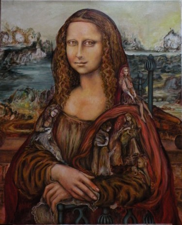 Peinture intitulée "La Pequena Mona Lisa" par Nadyn Kuntz, Œuvre d'art originale, Huile