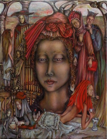 Peinture intitulée "GEISHA" par Nadyn Kuntz, Œuvre d'art originale, Huile
