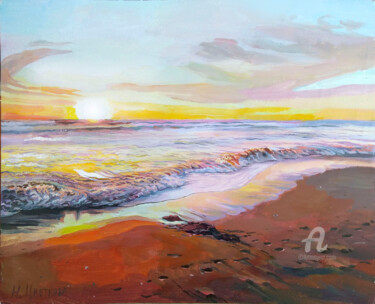Картина под названием "Океан. Закат." - Надежда Цветкова, Подлинное произведение искусства, Масло
