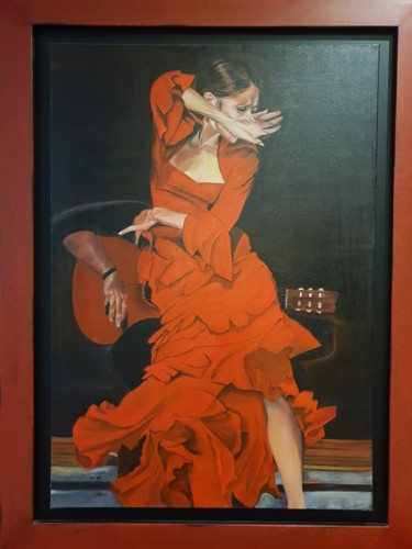 Schilderij getiteld "Fire dancer" door Melody Annie Kachani, Origineel Kunstwerk, Olie