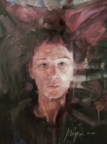 Peinture intitulée "Portrait" par Nagia Chrisanthacopoulou, Œuvre d'art originale, Huile